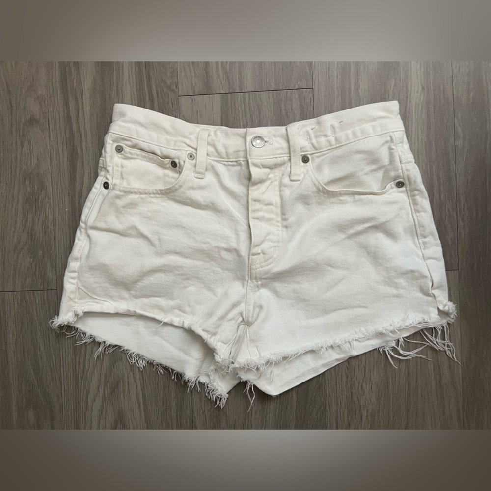 Madewell Relaxed Denim Cutoff Shorts White High Rise Size 25